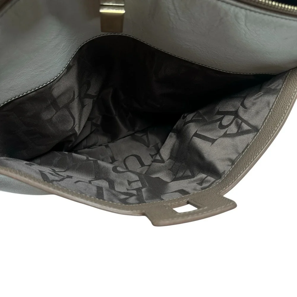 Furla Top Handle Handbag Italian Leather Purse Taupe‎ Cream Brown